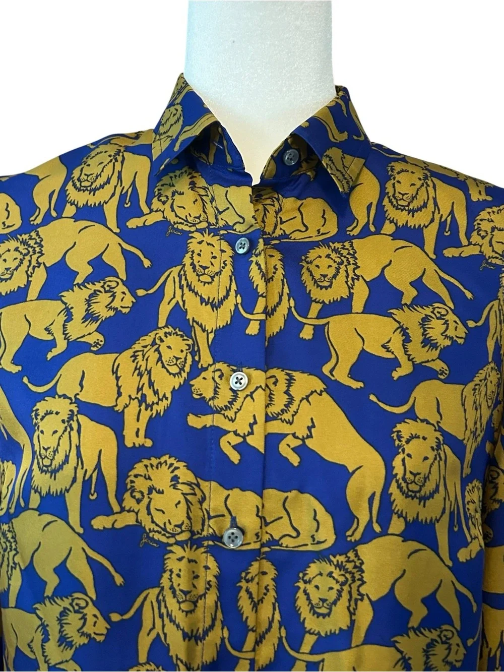 J Crew Collection silk twill button-up shirt in sleepy lions print SZ 2